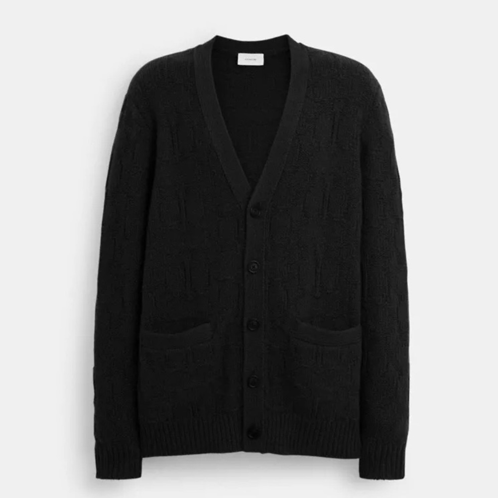 Coach Wool Blend Signature Cardigan